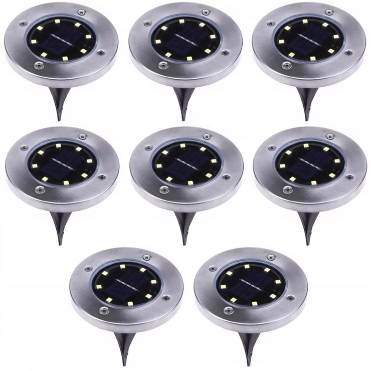 Solárna lampa SuperLED, strieborná, 14 cm, 8 ks.